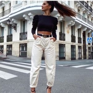 NWT ZARA  Trouser Pants With Pleat Detail High waisted